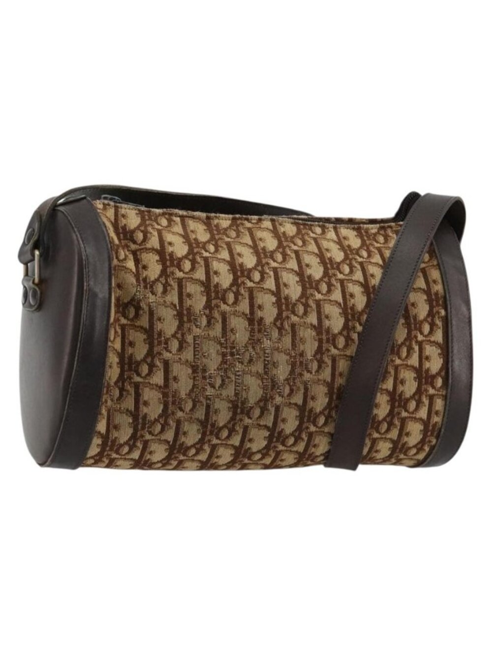 Authentic Christian Dior Trotter Canvas Shoulder Bag Beige Brown gold